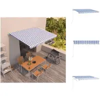 vidaXL Markise Manuell Einziehbar 400x350 cm Blau und Weiß - Markisen