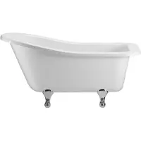 Casa Padrino Luxus Jugendstil Badewanne Weiß / Silber 150 x 75 x H. 78 cm - Freistehende Retro Acryl Badewanne - Retro Badezimmer Möbel