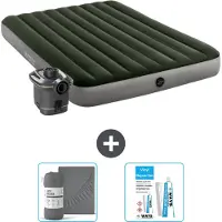 Intex Luftbett - 2 Personen - 152 x 203 x 25 cm - Grün - Inklusive Pumpe - Spannbettuch en Reperaturset