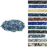 Vevor Feuerglas, 4,5 kg, Glassteine, 12,7 mm reflektierende Feuerstellen-Glasperlen, Feuerstelle Glasfelsen, Kaminglas, Feuerkristall, Feuerperlen für Gaskamin, Kobaltblau, Aquablau, Transparent