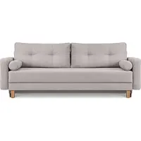 Konsimo Schlafsofa 3-Personen zeitloses Design mit weiche Sitzfläche und hohe Rückenlehne "ERISO", grau, Bouclé-Stoff, Scandinavian, 220x80x100cm