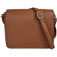 Bruno Banani Umhängetasche "Damen echt Leder", Damen, Gr. B/H/T: 24cm x 19cm x 7cm onesize, braun, Leder, leicht glänzend, unifarben, Taschen Umhängetasche, echt Leder