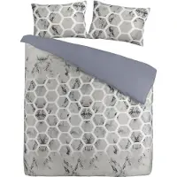 Padiro Bettwäsche-Set 3-teilig für 2 Personen - 225 x 225 cm + 50 x 75 cm - Extragroß XXL - Baumwollsatin - Grau - geometrisches Marmor-Muster