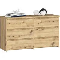 Akord Kleine Kommode CL100 Eiche Artisan 100 cm 6 Schubladen B100 x H57 x T35 cm