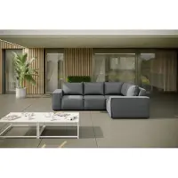 Fun-Möbel Garten Ecksofa GARDENT wetterfester Stoff NXL Grau kurzer Schenkel Rechts