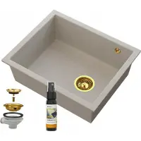 Granitan - Granitspüle - Küchenspüle - 2 Becken - Braun - Unterbau - SALIX