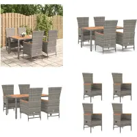 vidaXL 5 tlg. Garten Essgruppe mit Kissen Grau Poly Rattan - Garten Essgruppe - Garten Essgruppen - Essgruppe - Essgruppe Terrasse
