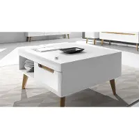 Feldmann-Wohnen Couchtisch Wohnzimmertisch Beistelltisch 107cm weiß hochglanz riviera eiche