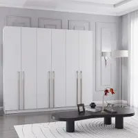FABRYKA MEBLI IDŹCZAK Drehtürenschrank Kleiderschrank Schrank 230 cm Weiß/Weiß sechstürig Rosa 02