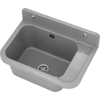 Granitan - Waschbecken - Spülbecken - Grau - mit Siphon - für Waschküche und Garage
