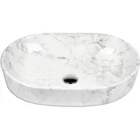 T Max Waschbecken Keramik Marmoroptik Aufsatzwaschbecken Oval 595 x 420 x 140 mm Komplettset