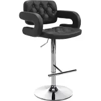 CLP Barhocker Dublin Mit Kunstleder-Bezug I Höhenverstellbar, Farbe: schwarz, Gestellfarbe: chrom