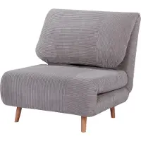 Moonbite Schlafsessel 2-in-1 zur Klappmatratze, Bett 193 × 82 cm, dreistufige Rückenlehne, Cord-Optik, Holzkonstruktion, breite Sitzfläche, Holz, Hellgrau