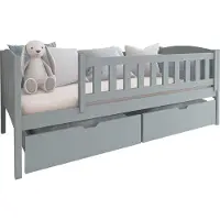 Mirjan 24 Kinderbett mit Stauraum Gucio 90, Bett mit zwei Bettschubladen, Lattenrost Flex, 208x96x75 cm (Farbe: Asche)