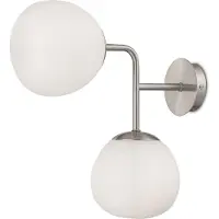 Maytoni Wandleuchte Erich, nickelfarben, Glas/Metall, 2-flg.