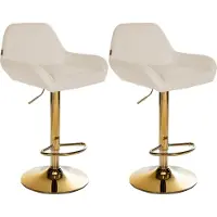CLP 2er Set Barhocker Braga Gold Stoff, Farbe:creme