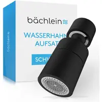 Bächlein Wasserhahn-Aufsatz in matt schwarz gerade mit zwei Strahlarten - drehbarer Wasserhahn-Luftsprudler für Küchenarmaturen