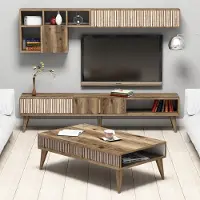Skye Decor , Milan - Walnut, Wohnzimmermöbel-Set, Nussbaum, 100 % MELAMINBESCHICHTETE SPANPLATTEN, 180 x 35 x 40 cm