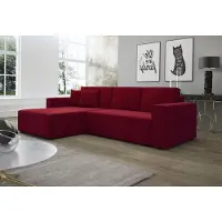 Fun-Möbel Ecksofa Schlafsofa Sofa CONOR Stoff Kronos Bordeauxrot Ottomane Links