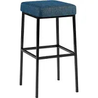 CLP Barhocker Montreal I Gepolsterter Barstuhl mit Stoffbezug I Tresenhocker mit Metallgestell, Farbe: blau, Gestellfarbe: schwarz