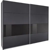 Wimex Schwebetürenschrank "Bramfeld Kleiderschrank", schwarz (graphit, absetzung schwarzglas), B:270cm H:236cm T:64cm, Schränke, Schwebetürenschrank, mit Glaselementen und zusätzlichen Einlegeböden