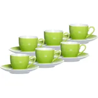 Ritzenhoff & Breker Tasse "Espressotassen und -untertassen Doppio 80 ml 6er Set", grün, 12 tlg., Porzellan, Trinkgefäße, Tasse