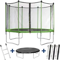 HABITAT ET JARDIN Trampolin "Yoopi" - Ø 4,25 m - mit Netz + Leiter + Abdeckung + Befestigungsset