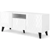 Homlando TV Schrank DIUNA 145 cm 2D1K auf Beinen WEIß MATT / WEIß GLANZ Unterschrank Fernsehschrank Modern