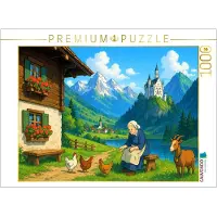 CALVENDO Puzzle Leben im Schatten des Märchenschlosses - Anime Alpen | 1000 Teile Lege-Größe 64 × 48 cm Foto-Puzzle für glückliche Stunden