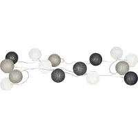 Levandeo Lichterkette 15er LED Kugeln Baumwolle Grau Weiß Deko Girlande Baumwolleballs