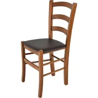 STOCK LINE t m c s Tommychairs - Stuhl VENICE für Küche und Esszimmer, robuste Struktur aus lackiertem Buchenholz im Farbton helles Nussbraun und gepolsterte Sitzfläche mit Kunstleder in der Farbe Mokka bezogen