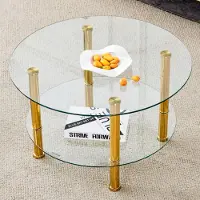 STILVORA Glascouchtisch mit zweistufigem Design und gehärtetem , Sofatisch sorgen für stabile und langlebige Nutzung, Couchtisch ideal für Wohnzimmer oder Balkon, Gold oder Silber