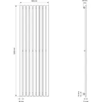 LuxeBath Stella Design Paneelheizkörper Mittelanschluss 480 x 1600 mm Anthrazit mit Anschlussgarnitur inkl. Thermostat Durchgang Boden , ohne Heizstab