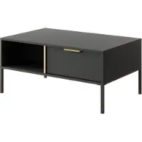 Meble Laski Couchtisch Lars Tisch 97x60x44cm anthrazit gold