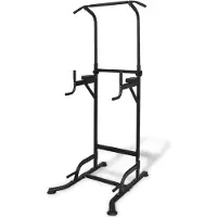 Syfax Kraftturm Schwarz mit Klimmzugstange und Dip-Station, 124x94x182-235 cm, max. 160 kg