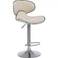 CLP Barhocker Las Vegas V2 Mit Kunstlederbezug I Thekenhocker Mit Fußstütze I Tresenhocker Mit Trompetenfuß I Barstuhl Höhenverstellbar, Farbe: creme, Gestellfarbe: chrom