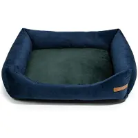 Rexproduct Frida – Nachhaltiges Hundebett und Katzenbett mit hohen Seiten, waschbar & wasserabweisend, Marine blau und dunkel grün Größe XL