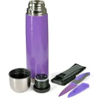 Gräwe Isolierflasche 1 Liter Lavendel, Drehverschluss inkl. passendem Messer