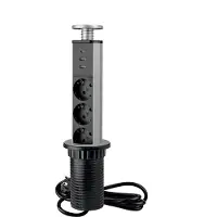Emuca abnehmbarer Multistecker Vertikal, 3 x Schuko-Stecker, 2 x USB Typ A, 1 x