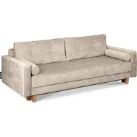 Konsimo Schlafsofa 3-Personen zeitloses Design mit weiche Sitzfläche und hohe Rückenlehne "ERISO", beige, Chenille-Stoff, Scandinavian, 220x80x100cm