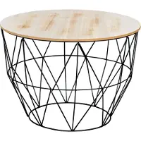 Levandeo Beistelltisch Metall H40cm Metallkorb Drahtkorb Schwarz Couchtisch Deckel Deko