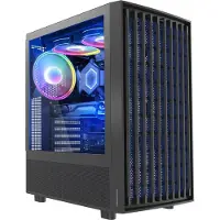 Modecom Breeze ARGB FLOW Midi Schwarz, ATX PC-Gehäuse, Mesh Front, 4 x 120 mm ARGB Lüfter, Gehärtetes Glas, Zubehör-Set