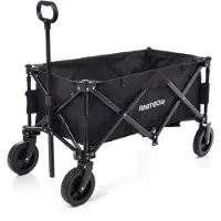 Meteor Bollerwagen faltbar offroad, Faltbollerwagen, Klappbollerwagen für Strand, Garten, Einkäufe X-300 Schwarz