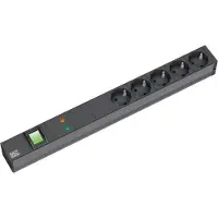 Bachmann 19" Steckdosenleiste 5-fach mit GVS mit Schalter, schwarz