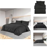 vidaXL Bettwäsche-Set Schwarz 200x200 cm Baumwolle - Bettbezüge