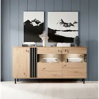 Feldmann-Wohnen Sideboard Kommode Anrichte 3-türig 165cm Sand Grange Eiche 80144156