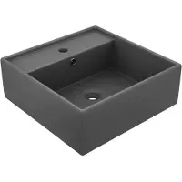 Syfax Luxus-Waschbecken Überlauf Quadratisch Matt Dunkelgrau 41x41 cm