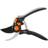 Neo Tools Bypass-Schere, verstellbarer Abstand, 200 mm, Reichweite bis 18 mm, verstellbarer Abstand, mit Antihaftbeschichtung, ergonomischer Griff mit weichen TPR-Gummigriffen, für frisches Holz