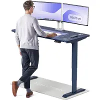 Desktronic HomePro Elektrisch höhenverstellbarer Schreibtisch 140x70cm Blau/Blau mit Memory-Funktion, Anti-Kollisions Technologie, USB-A und USB-C-Ladeanschlüssen