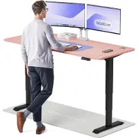 Desktronic HomePro Elektrisch höhenverstellbarer Schreibtisch 180x80cm Schwarz/Rosa mit Memory-Funktion, Anti-Kollisions Technologie, USB-A und USB-C-Ladeanschlüssen